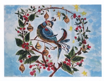 Christmas card - Partridge in a Pear Tree Fantasy