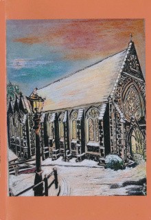 Christmas card - Snowfall and Sunset at St Wulstans in Little Malvern