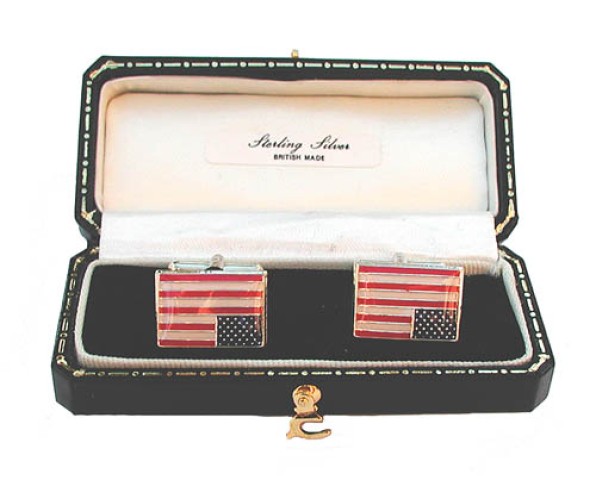 Sterling Silver American Flag Cufflinks