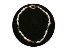 Freshwater Pearl & Green Malachite Bracelet