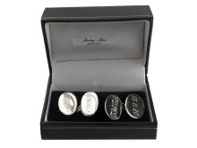 Plain Sterling Silver Double Oval Cufflinks