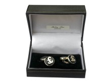 Sterling Silver £ Sign black onyx cufflinks