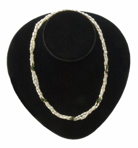 Triple-Strand Freshwater Pearl & Malachite Necklace