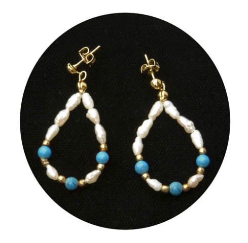Freshwater Pearl & Turquoise Earrings