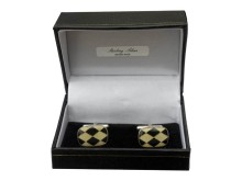 Sterling Silver Black & Yellow enamel cufflinks