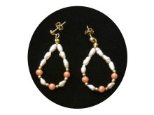 Freshwater Pearl & Coral Earrings