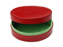 Red Oval Box with lime green lining