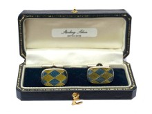 Sterling Silver Y/B chequered enamel cufflinks