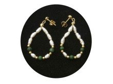 Freshwater Pearl & Green Malachite Earrings