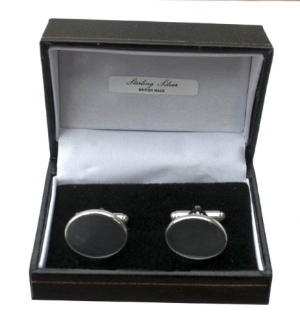 Plain Sterling Silver Oval Cufflinks with bars