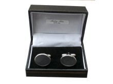 Plain Sterling Silver Oval Cufflinks with bars