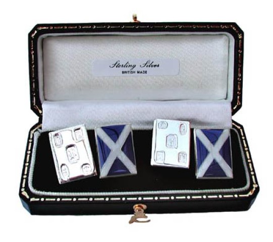 Sterling Silver Scottish Flag Cufflinks