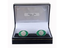 Sterling Silver & Enamel Football Cufflinks