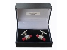 Sterling Silver Red Jasper barrel cufflinks