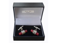 Sterling Silver Red Jasper barrel cufflinks - price reduction!